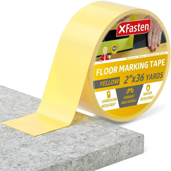XFasten Floor Marking Tape, Yellow, 2" x 36 Yards, Safety Floor Tape