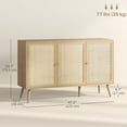 thumbnail image 3 of HOMCOM Boho Sideboard Buffet Cabinet with Decorative Rattan Doors, Natural, 3 of 10