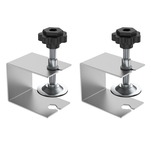 2 clips de fijación para cajones, sujeción estable, de acero inoxidable, para mesas de carpintería y escritorios. Plata