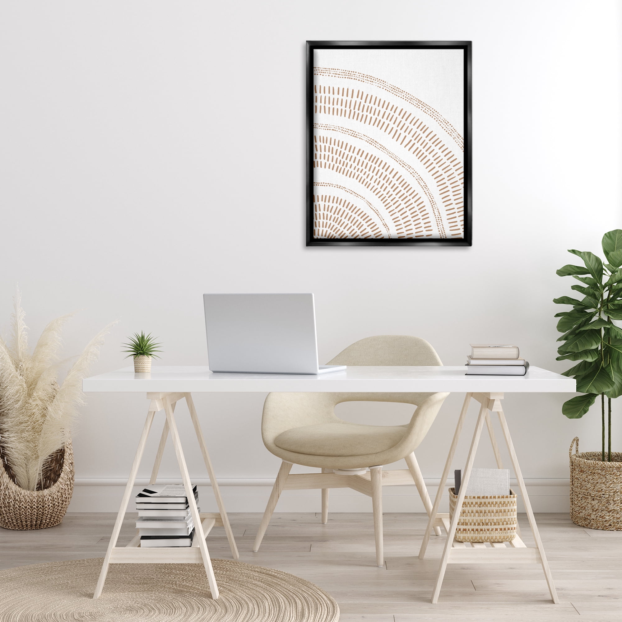 Stupell Industries Arched Boho Pattern Abstract Painting Black Floater Framed Canvas Art Print Wall Art, 25 x 31
