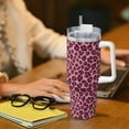 thumbnail image 6 of Fuzoiu Rose Leopard Print Print 40OZ Ice Bully Stainless Steel Insulated Cup with Handle and Straw - Perfect for Travel and Sports, 6 of 8