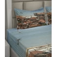 thumbnail image 2 of Ambesonne Colorful Fitted & Top Sheet Set with Shams, Nostalgic Lisbon City, Multicolor, 2 of 4