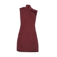 thumbnail image 1 of Vestido ajustado a escala 1/6, minivestido corto con cuello simulado, elegante vestido de verano en miniatura. rojo oscuro, 1 of 7