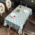thumbnail image 2 of Light Blue and Cream Checkered Pattern Rectangle Tablecloth 60"x102",Waterproof Polyester Rectangle Table Cloth, Wipeable Spillproof Polyester Tablecloth for Dining, Camping, Indoor and Outdoor, 2 of 6