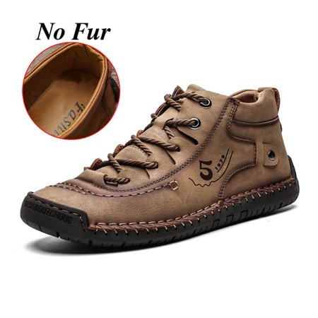

Fashion Men Leather Boots Men s Warm Fur Snow Boots Winter Shoes High Quality Split Leather Comfortable Ankle Men Warm Boots 48