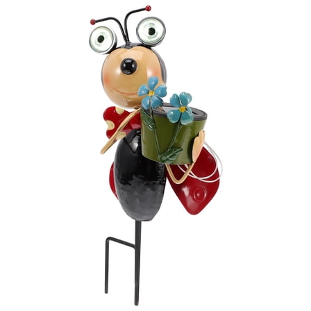 LEORX Solar Garden Spot Lights Ladybug Shape Iron Decor for Yard 1Pcs