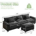 thumbnail image 6 of IPKIG L Shape Sofa Comfy Sectional Cloud Couch for Living Room with Pillows, Modern Chenille Sofa Sleeper Deep Couches with Ottoman (Black, 4-Seat), 6 of 8