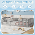 thumbnail image 6 of Leumius Twin Size Floor Fence Bed with Central Entrance, Pine Wood Floor Bed with Guardrails for Boys Girls Grey, 6 of 9