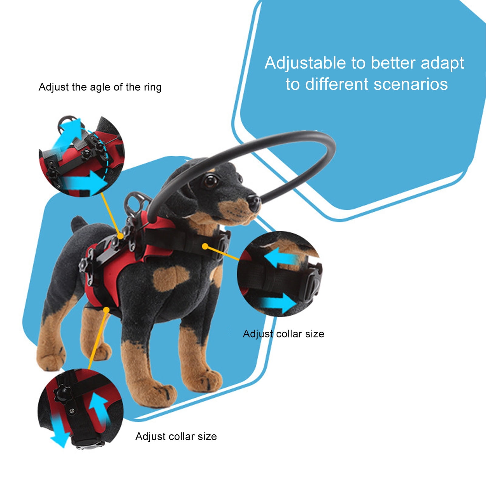 Riousery Ring Harness for Blind Dog Easy Fixation Sturdy Adjustable Blind Dog Ring Bumper Guards for Blind Pets, Protective Vest Ring for Vision Impaired Dogs Cats, Red M (Medium) Size
