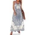 thumbnail image 1 of Vestido sin mangas con diseño barroco adornado en azul crema y clave griega Vestido de verano Ropa de mujer Ropa coreana elegante, 1 of 7