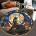 thumbnail image 4 of Round Rug, Gothic Egyptian God 8 Soft Washable Carpet, Non-Slip Floor Mat for Living Room Bedroom Home Decor 59 Inch, 4 of 6