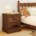 thumbnail image 2 of Gymax Set of 2 Drawer Nightstand Bedside Table Compact Sofa End Table Rustic Walnut, 2 of 10