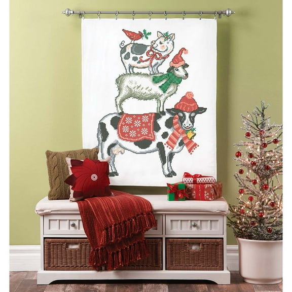 Herrschners® Holiday Animal Stack Lap Quilt Top Stamped Cross-Stitch