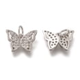 thumbnail image 3 of 10 pc Brass Micro Pave Clear Cubic Zirconia Charms Cadmium Free Lead Free Long-Lasting Plated Butterfly Platinum 9x13x2mm Hole: 3mm, 3 of 3