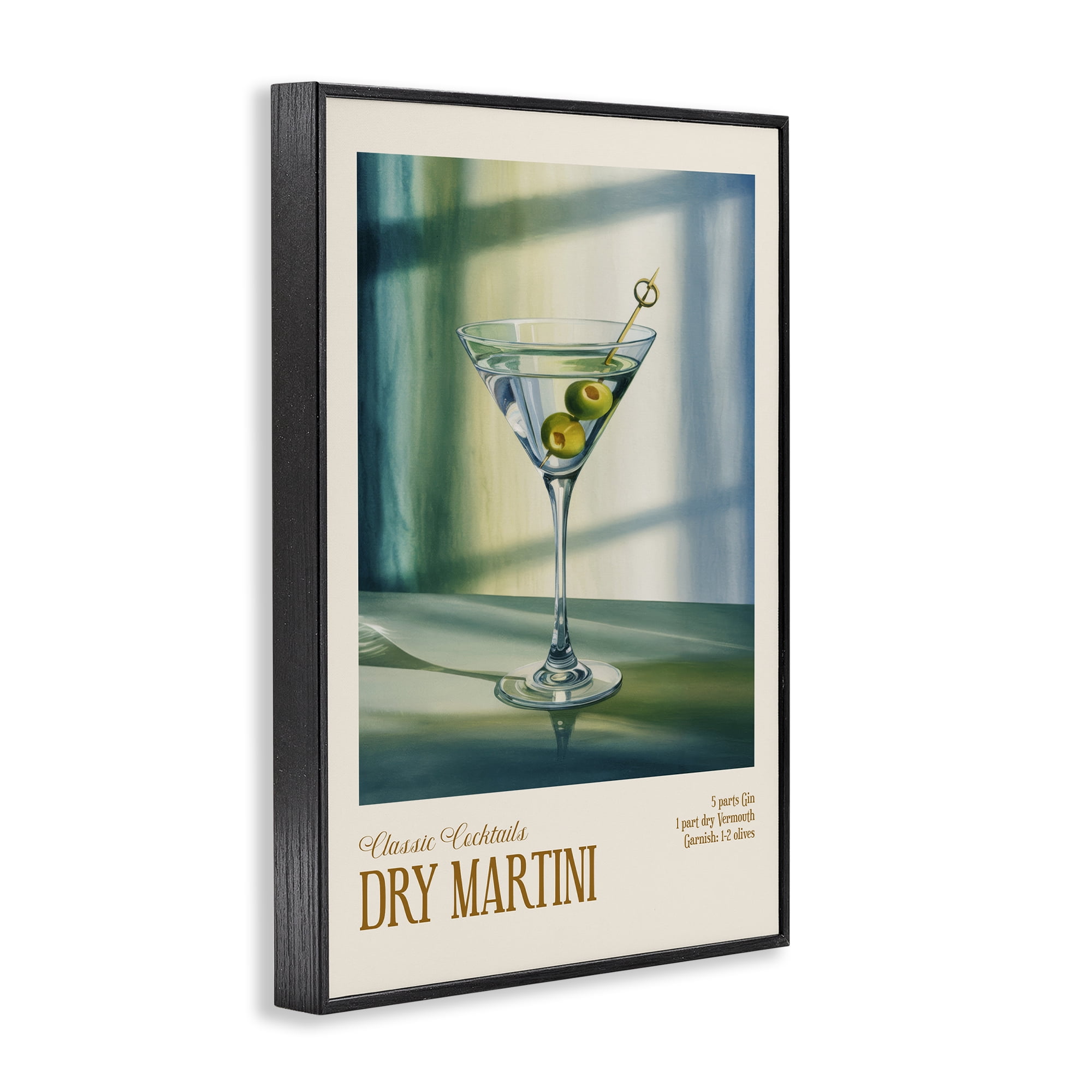 Stupell Industries Dry Martini on Surface Black Framed Giclee Art, design by Andreas Magnusson