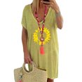 thumbnail image 1 of Innerwin Tee Manches Courtes Hauts pour Dames Travail Col en V T-Shirt Ample Jaune m, 1 of 8