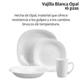 thumbnail image 2 of Vajilla Moderna Cuadrada De Opal Resistente 4 Personas 16pzs Color Blanco, 2 of 5