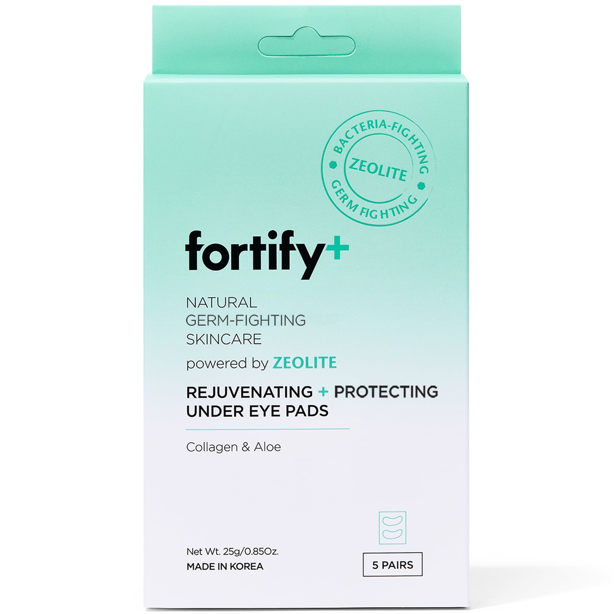 Fortify + Natural Germ-Fighting Skincare - Firming Under Eye Pads W/ Collagen & Aloe - Moisturizing + Anti Aging - 5 pack