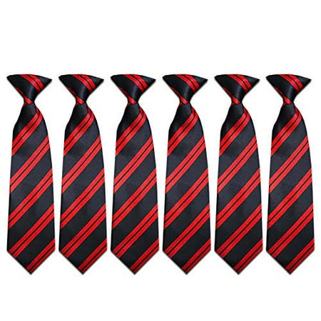 Clip On Ties for Boys Toddler Kids, Ages 4-7 ~ 6 Deluxe Boys Clip-On Ties for Wedding, Costume, School Uniform (Bulk Matching