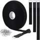 thumbnail image 1 of Bridas de 5 m con velcro y 25 hebillas de metal, Bridas de nailon reutilizables para cables eléctricos, 2 cm de ancho, color negro…, 1 of 5