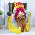 thumbnail image 4 of Cigar Soft Flannel Fleece Throw Blanket, Cuban Woman Caricature with Floral Headdress and Earrings Viva Cuba Slogan Cartoon, Cozy Plush for Indoor and Outdoor Use, 50" x 60", Multicolor, by Ambesonne, 4 of 5