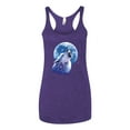 thumbnail image 2 of Wolf Howling at the Moon | Womens Animal Lover Premium Tri-Blend Racerback Tank Top, Purple Rush, Small, 2 of 3