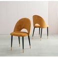 thumbnail image 1 of Set of 2 Dining Chairs with Curved Back, Linen Upholstered Chairs with Padded Seat and Metal Legs, Modern Accent Chairs for Kitchen Offices Living Rooms, Dark Yellow, 1 of 7