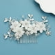 thumbnail image 4 of Nvzi Horquillas para el pelo de boda con flores para novias, peinetas con perlas de cristal, pinzas para el pelo, accesorios para el pelo de boda dorados, joyas, color blanco, 4 of 5