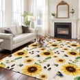 thumbnail image 2 of Spring Sunflowers Area Rugs 5'x7', Washable Small Throw Rugs for Laundry Room Playroom, Country Floral Bees Rustic Botanical Indoor Outdoor Rug Non-Slip Low Pile Carpet Runner Reversible Floor Mats, 2 of 8