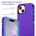 thumbnail image 2 of I-HONVA For iPhone 13 Case,3-Layer Military Grade Drop Protection Anti-Slip Bumper Rugged Shockproof Dustproof Protection 6.1 inch Phone Case,Purple Turquoise, 2 of 7