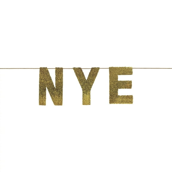 New Year's Eve Oversized Sequin Hanging Banner - 12' x 15" - Gold - 1 Set