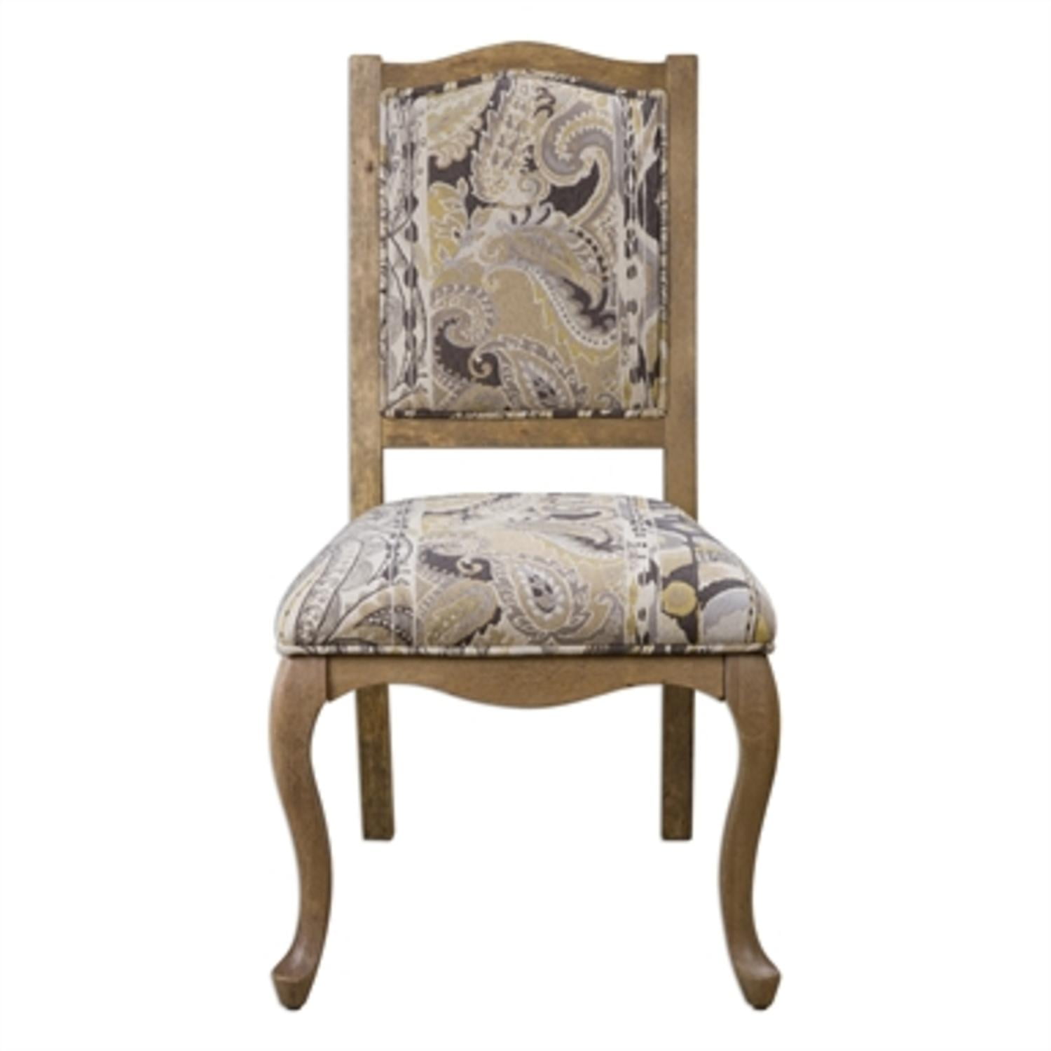41" Woven Gold, Tan and Gray Paisley Print and Gray Washed Birch