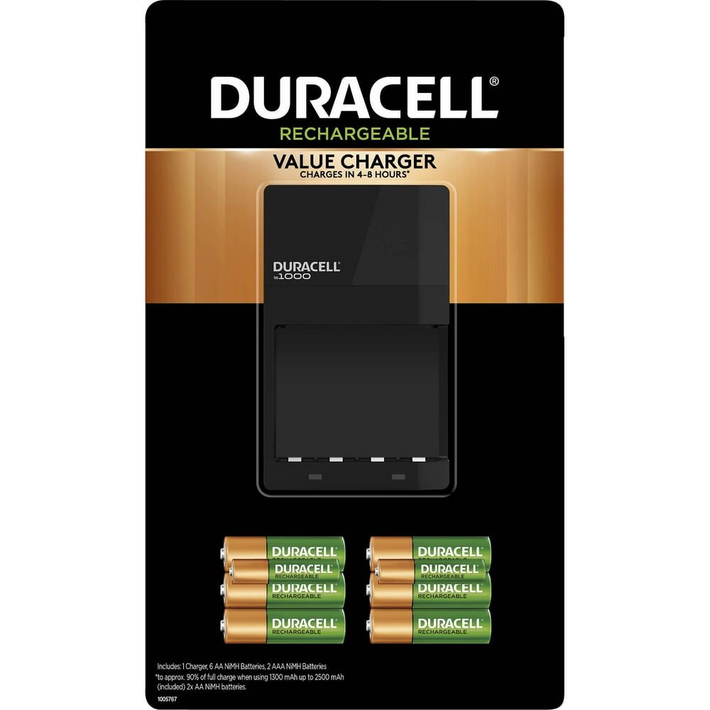 Duracell Rechargeable Value Charger with 6AA and 2 AAA NiMH Batteries