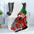 thumbnail image 4 of Christmas Soft Flannel Fleece Blanket, Vintage American Truck with Large Xmas Tree and Gift Boxes Pickup Retro Vehicle, Cozy Plush for Indoor and Outdoor Use, 50" x 70", Green White, by Ambesonne, 4 of 5