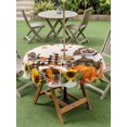 thumbnail image 3 of Outdoor Tablecloth with Umbrella Hole and Zipper, Thanksgiving Gnomes Round Table Cloth 60 Inch Waterproof Tablecloth, Fall Harvest Pumpkins Botanical Picnic Table Cover for Patio Camping, 3 of 7