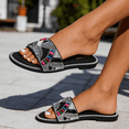 thumbnail image 4 of GJPBGK Women’s Embellished Slide Sandals Open Toe Flat Sandals Rhinestone Beaded Slip On Summer Sandals Fashion Casual Sandals for Beach, Vacation & Daily Wear, 4 of 7