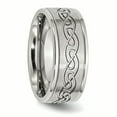 thumbnail image 4 of Stainless Steel Brushed Scroll Design 9mm Ridged Edge Wedding Ring Band Size 11.00 Man Fancy Fashion Jewelry For Dad Mens Gifts For Him, 4 of 9