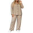 thumbnail image 2 of Nugftut Pajamas for Women Plus Size Button Down Shirt and Elastic Waist Pants Nighty Bottom Sleepwear Clothes, 2 of 6
