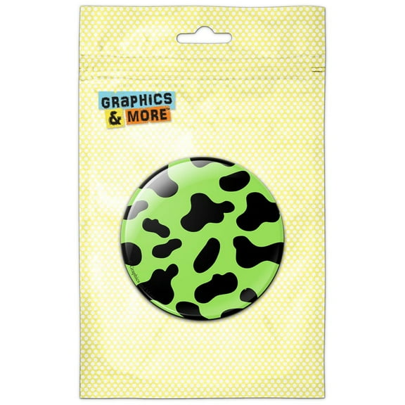 Cow Print Black Green Pinback Button Pin Badge
