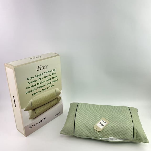 dfmy pillows,Cooling Pillow King Size, Cool Pillow with Double-Side Design [Cooling & Cotton],Skin-Friendly Hidden Zipper Cold Pillow for Hot Sleepers - Green