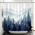 thumbnail image 2 of Pbobriich Blue Forest Shower Curtain,Rustic Mountain Trees Bathroom Shower Curtain with Hooks,60Wx72L, 2 of 5