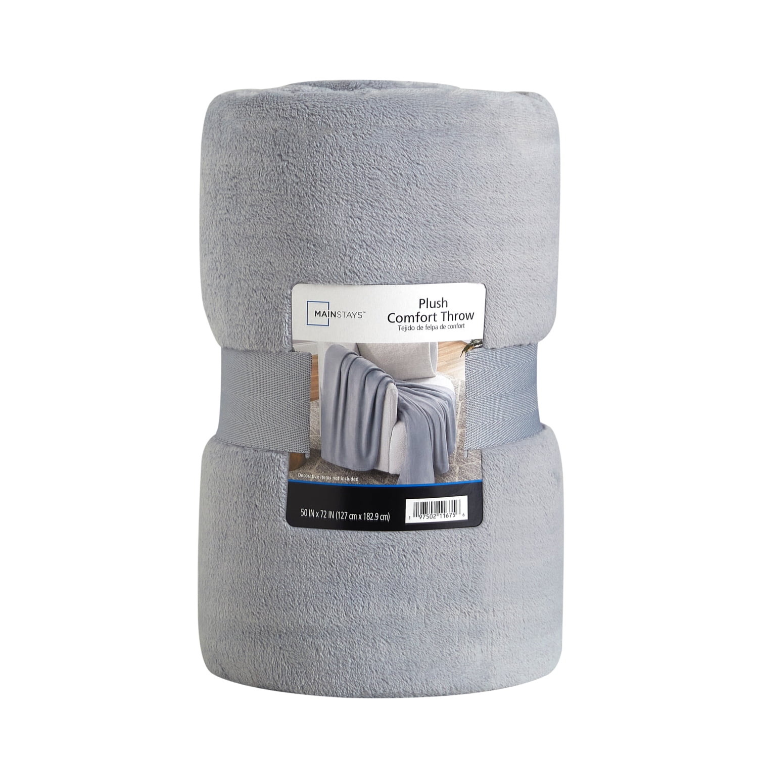 Mainstays Super Soft Plush Couch Throw Blanket, Grey, 50 x 72 in