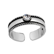 925 Sterling Silver Toe Ring with Crystal