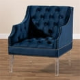 thumbnail image 4 of Bowery Hill Velvet Fabric Accent Chair in Navy Blue, 4 of 9