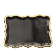 Efavormart 10 Pack | Elegant Black / Gold Rim Disposable Serving Trays, Heavy Duty 400 GSM Paper Rectangular Party Platters - 14X10