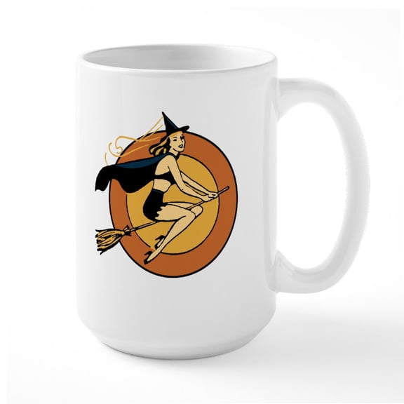 CafePress - Retro Witch Mugs - 15 oz Ceramic Large White Novelty Mug