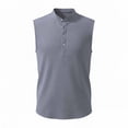 thumbnail image 4 of VgaVtl Turtleneck Men's Tanks Big and Tall Summer Mens Undershirts Sleeveless Gray Workout Solid Color Button Tops, 4 of 6