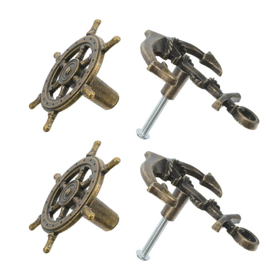 ELAYARD 4-Pack Vintage Ship Wheel and Anchor Cabinet Handles Decorative Drawer Pulls for Furniture and Kitchen Cabinets