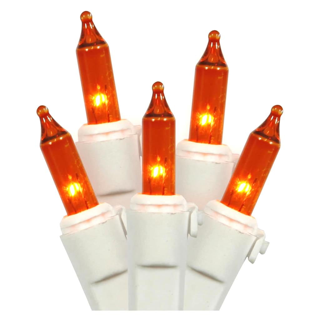 LiteSource 31008 - 10 Light White Wire Amber Miniature Christmas Light ...