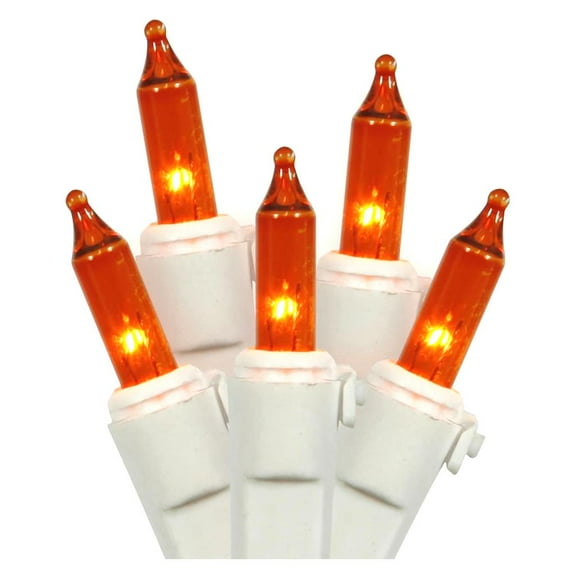 LiteSource 31008 - 10 Light White Wire Amber Miniature Christmas Light String Set with 3" Spacing